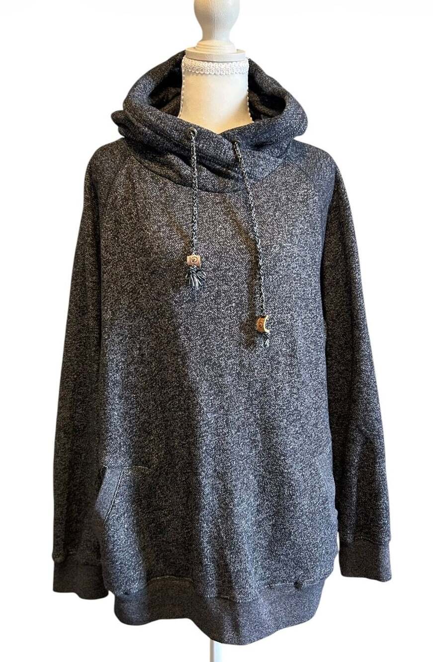 Tentree Burney Hoodie Size XL Grey Marled Cowl Neck